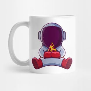 Cute Astronaut Eating Pizza Cartoon Mug